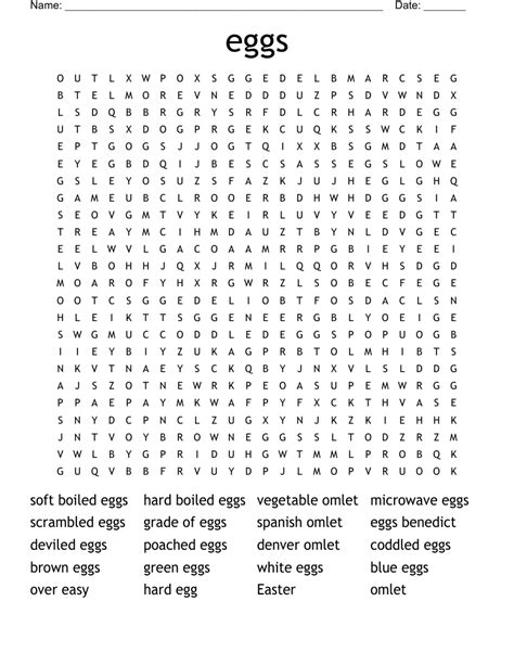 Eggs Word Search Wordmint