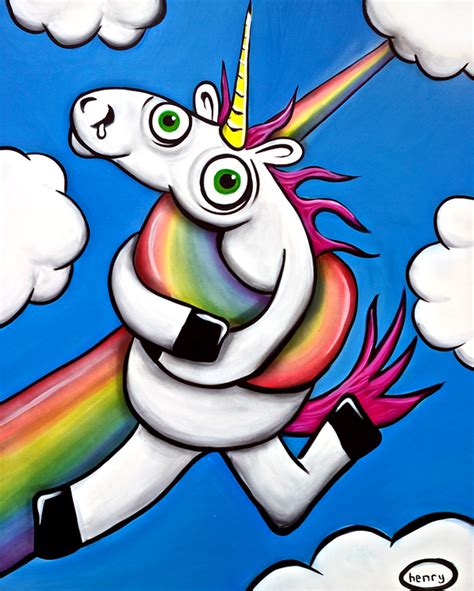 Unicorn Hugging A Rainbow Canvas Print Art Of Henry