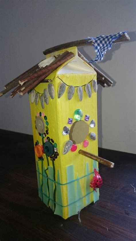 Vogelhuisjes Van Melkpak Daycare Crafts Bird Houses Workshop School