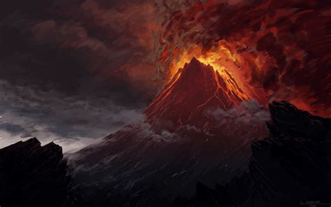 Download Eruption Volcano Artistic Painting Hd Wallpaper By Christophe