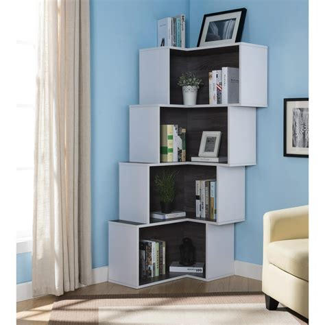 Furniture Of America Pirra Contemporary 4 Shelf Corner Bookcase