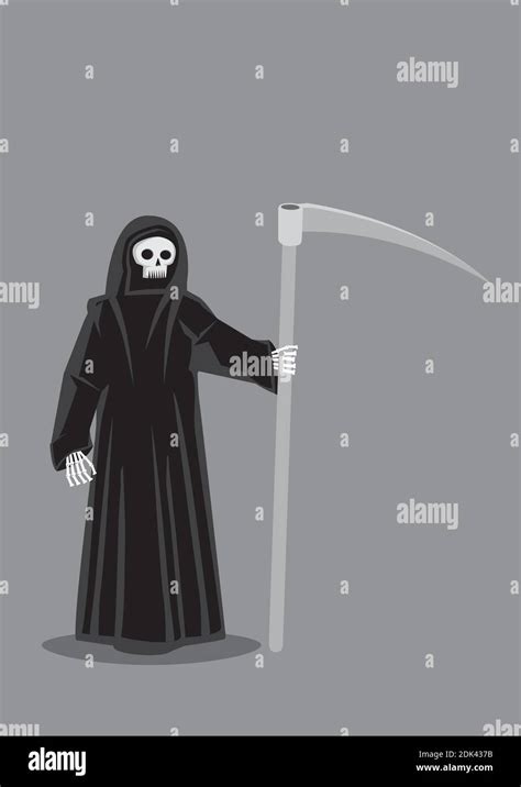 Vector Cartoon Illustration Of Grim Reaper Character Personification