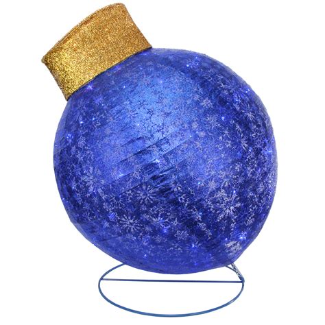 36 Blue Led Twinkling Glittered Christmas Ball Ornament Outdoor Yard