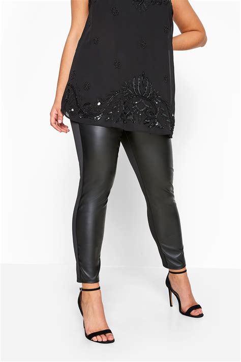 Yours London Black Skinny Leather Look Trousers Yours Clothing