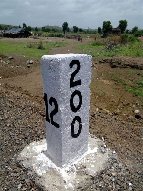 Concrete Kilometer Stone Painting And Numbering Services Location