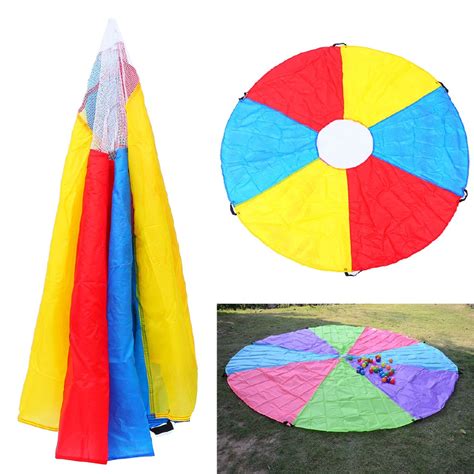 Kids Play Rainbow Parachute Outdoor Game Development Exercise Activity