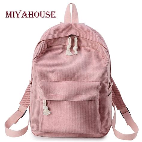 Miyahouse Preppy Style Soft Fabric Backpack Female Corduroy Design
