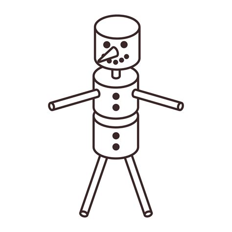 Marshmallow Snowman Icon Funny Sweet Character For Logo Web Sticker