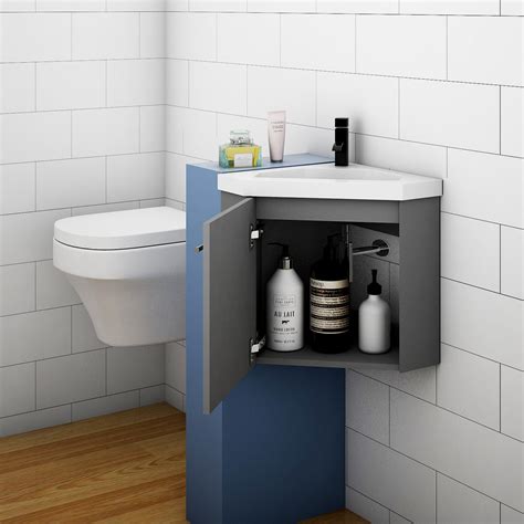 Bathroom Cloakroom Corner Vanity Unit Basin Sink Small Wall Hung Sink