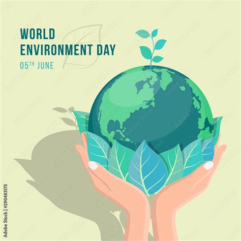 World Environment Day Banner With Hand Hold Leaf And Seed Plant On