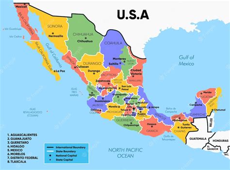 Mapa De México Con Nombres Detallados De Estados Y Ciudades Vector
