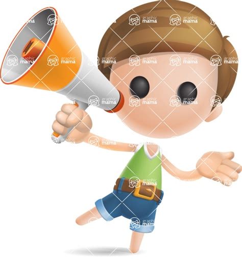 Simple Cute Boy Vector 3d Cartoon Character Loudspeaker Graphicmama