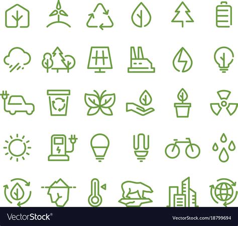 Eco And Green Environment Line Icons Royalty Free Vector