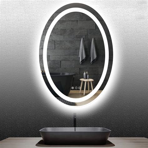Amorho 700 X 900mm Oval Bathroom Mirror With Led Lights Backlit Front