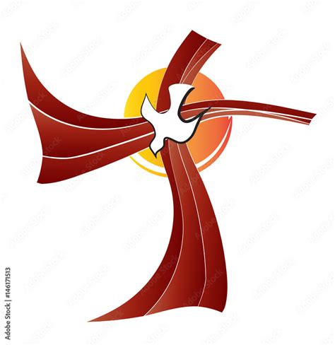Holy Spirit Symbol A White Dove With Halo And A Cross Made Of Red