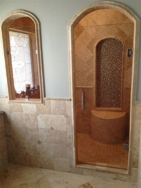We did not find results for: Custom travertine bathroom shower with arched niches and ...