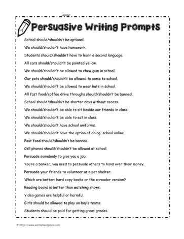 Write narratives in which they recount a well elaborated event or short sequence of events include details to describe actions thoughts and feelings use temporal words to signal event order and provide a sense. Persuasive Writing Prompts | Persuasive writing prompts ...