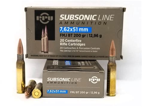 Prvi Ppu 308 Winchester Ammunition Subsonic Line Pps762 200 Grain Full