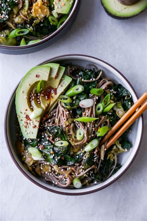 Warm Soba Noodle Salad With Greens Avocado Yes To Yolks Recipe