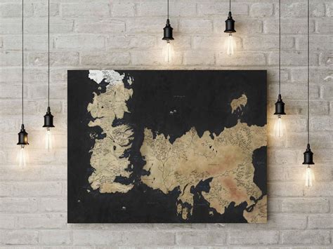 Game Of Thrones Map Seven Kingdoms Westeros Winterfell Etsy