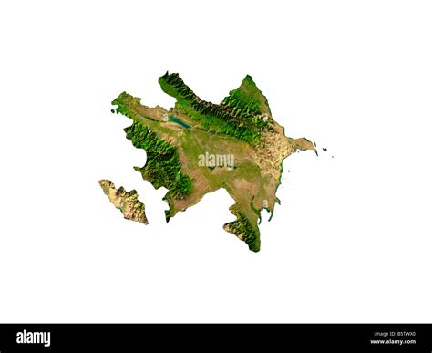 Satellite Image Of Azerbaijan Isolated On White Background Stock Photo