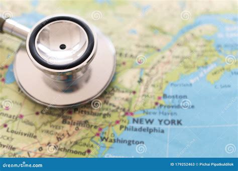 Stethoscope On America Map Background Stock Image Image Of America