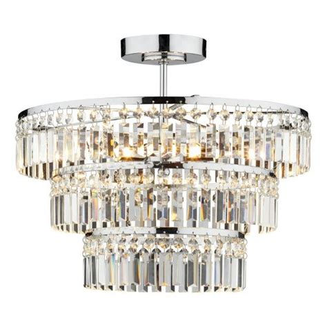 Erte Semi Flush Art Deco Crystal Chandelier Lightbox