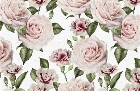 Pink Vintage Roses Wallpaper Carnation Flowers