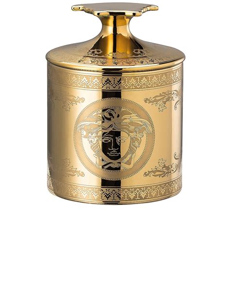 Versace Golden Medusa Votive With Lid And Fragrance In Gold Fwrd