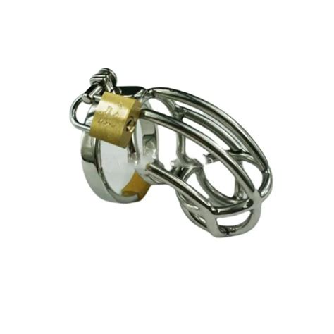Male Chastity Devices Pa Cock Lock Glans Piercing Curve Penis Ring Restraint Steel Cage Metal