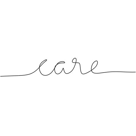 Continuous One Line Drawing Of A Care Word Handwritten Lettering