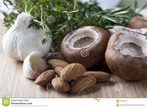 Stuffed Mushroom Ingredients Stock Image Image Of Mushrooms Branch 21122957