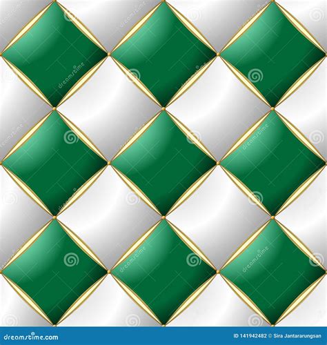 Background Of Elegant Quilted Pattern Vip Green White And Gold Line