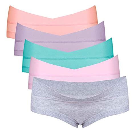 Intimate Portal Women Under The Bump Cotton Maternity Pregnancy Panties Pack 5 Pk Multicolors