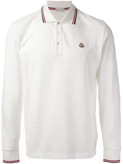 Lyst Moncler Long Sleeve Polo Shirt In White For Men