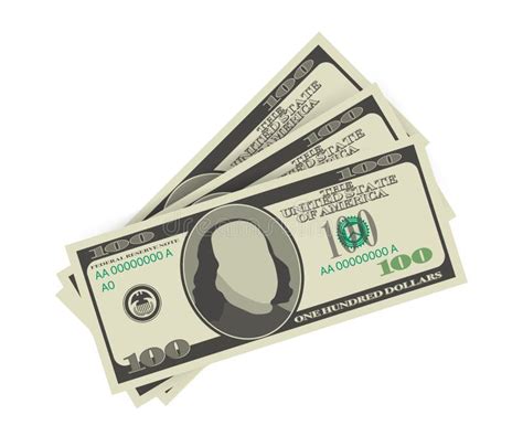 Hundred Dollar Bill On White Background Money Vector Stock