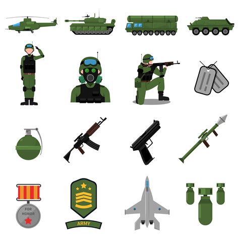 Army Icons Set 468648 Vector Art At Vecteezy