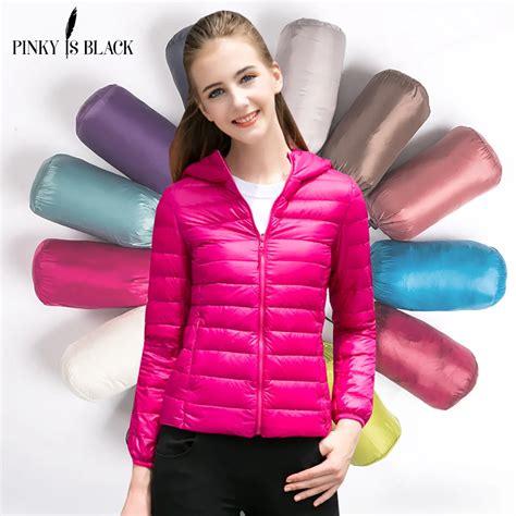Pinky Is Black Female Warm Winter Jacket Women Coat Thin Brand 90duck