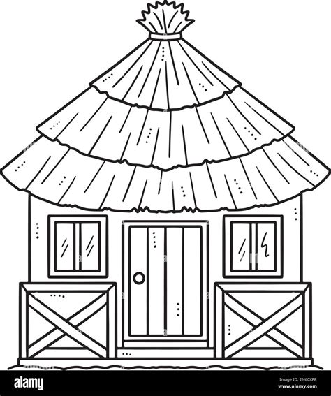 Tropical Hut Isolated Coloring Page For Kids Stock Vector Image And Art