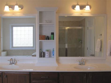 Wall mounted plain comes in various sizes. Bathroom Shelf Between Mirrors # ...