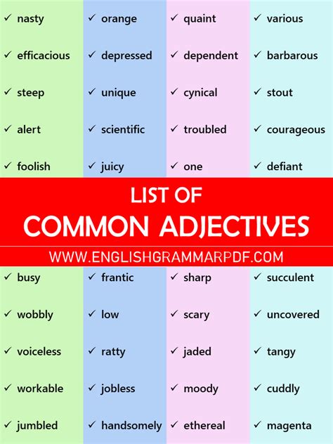 Adjectives Of Quality Quantity And Number A List Of Adjectives Prefixword