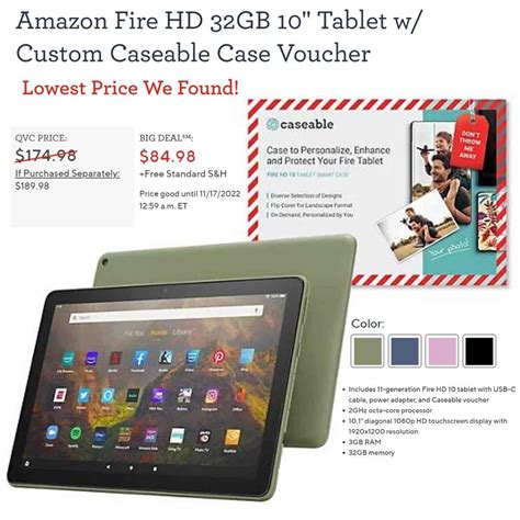 Qvc Big Deal Amazon Fire Hd 32gb 10 Tablet W Custom Caseable Case