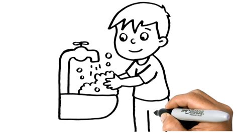 How To Draw Washing Hands Easy Step By Step Youtube