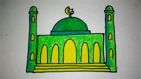 Cara Menggambar Masjid Untuk Anak Tk Youtube