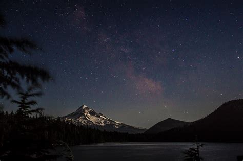 White And Black Mountainm Mountains Night Starry Night Landscape Hd