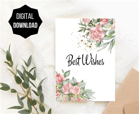 Printable Best Wishes Card Instant Download 7x5 Inch Best Etsy México