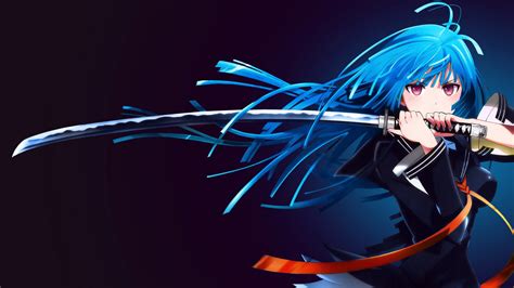 Wallpaper Illustration Long Hair Anime Girls Blue