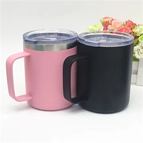 13oz Stainless Steel Coffee Mug With Handle Double Wall Thermos Cup In