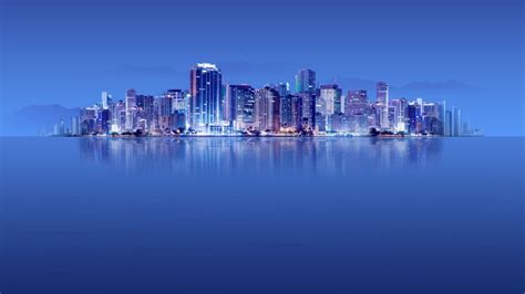 Blue City Hd Wallpaper For Desktop 1920x1080 Full Hd