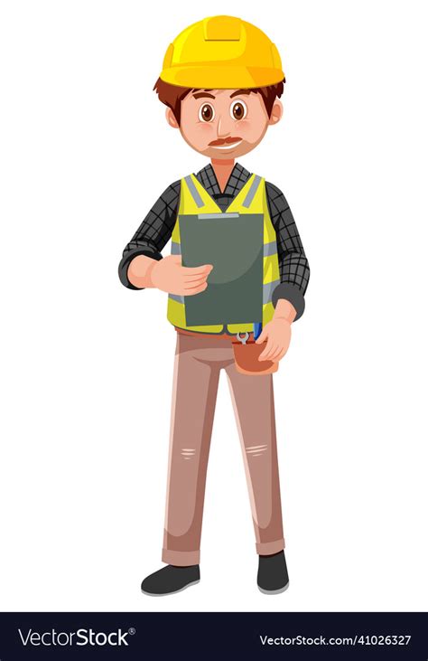 A Contractor Job Cartoon Character On White Vector Image